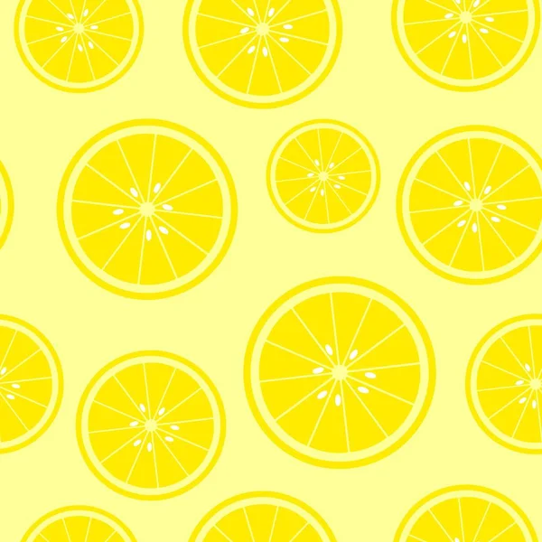 Limon dilimleri ile dikişsiz sarı arka plan. Tebrik kartı veya şablon için vektör çizim tasarımı.