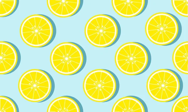 Gölge ile limon dilimleri ile Dikişsiz mavi arka plan. Tebrik kartı veya şablon için vektör çizim tasarımı.