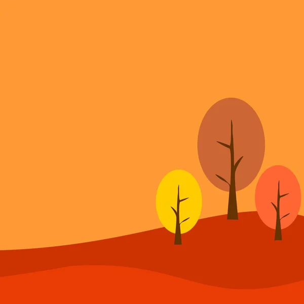Panoramic landscape in autumn. Vector illustration of autumn landscape mountains and trees.