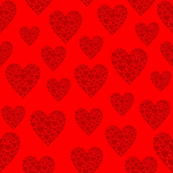 Fondo Rojo Sin Costuras Con Corazones Color Rojo Oscuro Diferentes — Vector de stock