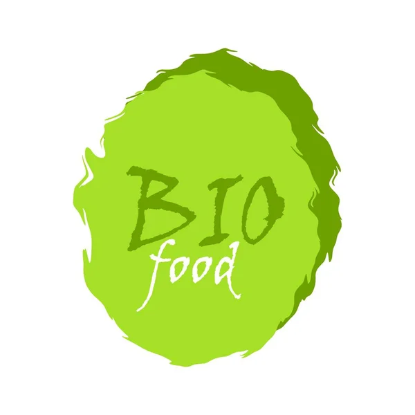 Bio Żywności Zielone Etykiety Wektor Rocznika Ilustracja Naklejce Koła — Wektor stockowy