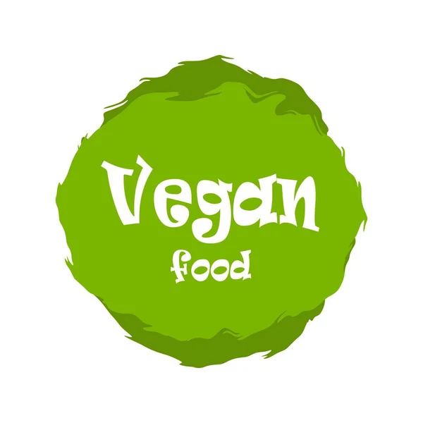 Wegańskie Zielone Etykiety Żywności Wektor Rocznika Ilustracja Naklejce Koła — Wektor stockowy