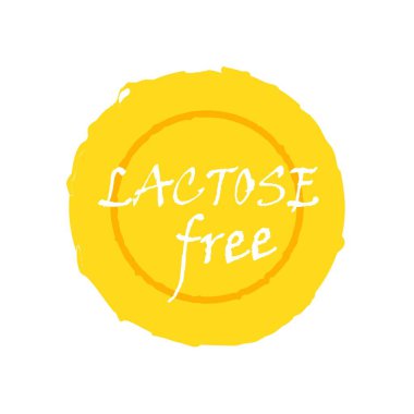 Laktozsuz, laktozsuz doğal organik gıda. Çember etiketinde vektör vintage illüstrasyon.