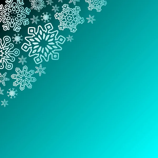 Зимний Голубой Фон Различными Снежинками Векторный Рисунок — стоковый вектор