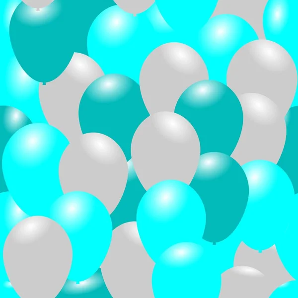 Fond Sans Couture Avec Des Ballons Couleur Bleu Argent Joyeux — Image vectorielle