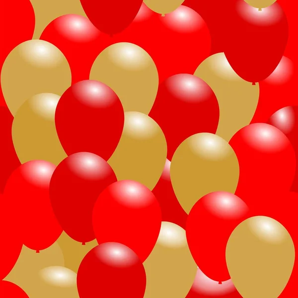 Seamless Background Red Gold Color Balloons Merry Christmas Happy New — ストックベクタ