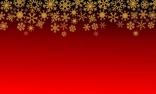 Piros Háttér Különböző Arany Hópelyhek Vektor Grafikus Minta Karácsonyra Vagy — Stock Vector