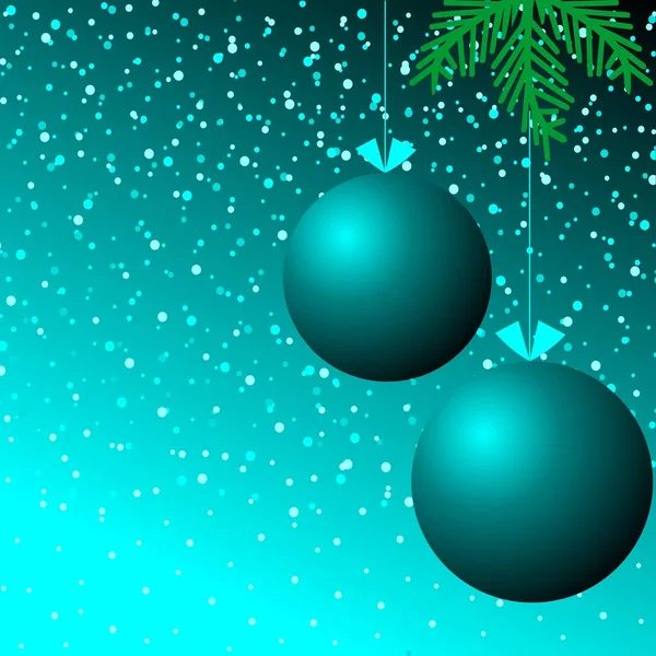 Fondo Negro Azul Con Confeti Bolas Azules Ramas Árbol Navidad — Vector de stock