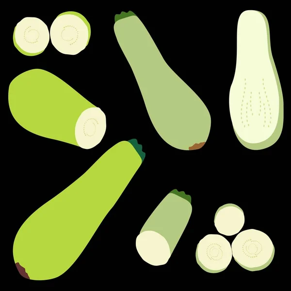 Set Icônes Courgettes Clipart Vectorielle Légumes Écologiques — Image vectorielle