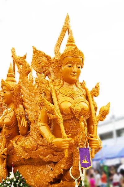 Candle Festival, Craftsman of Wat Phasukaram temple was crafting candle figures, The city in the southeast of the Isan region of Thailand.