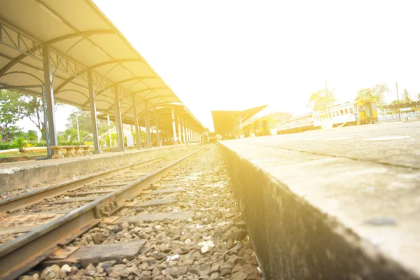 Railroad Tracks Railway Railroad Steel Trains Station Nature Summer Background — Stock Photo, Image