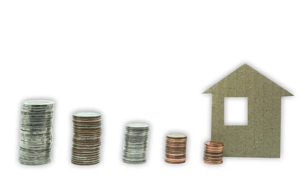 홈 개념을 구입 하는 동전의 비용 절감 계획 — 스톡 사진