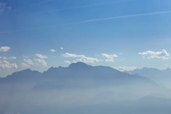 Beautiful view over mountains under mist.