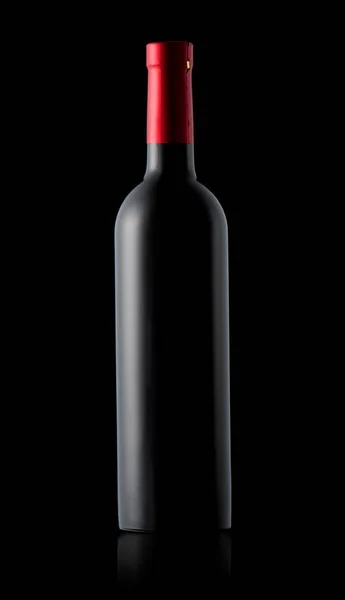 Flasche Wein auf schwarz — Stockfoto