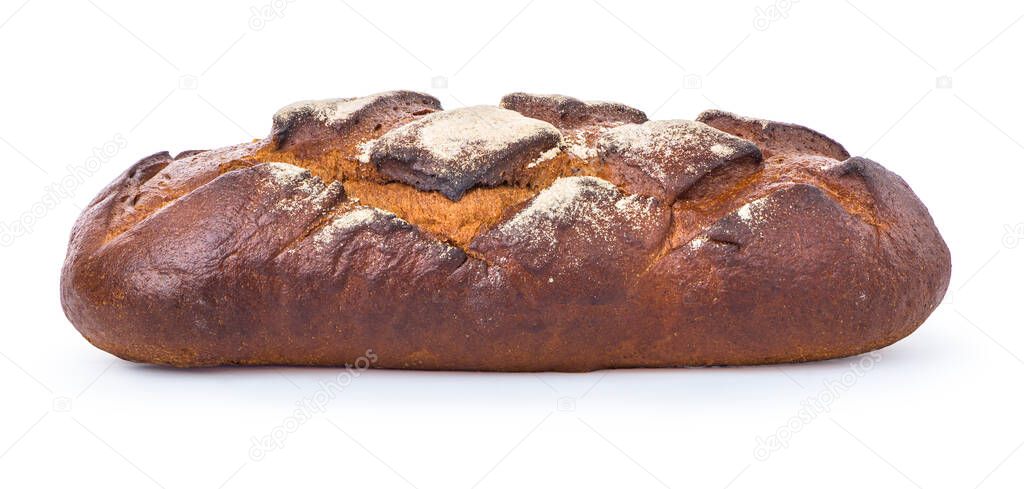 Rye long loaf isolated on a white background