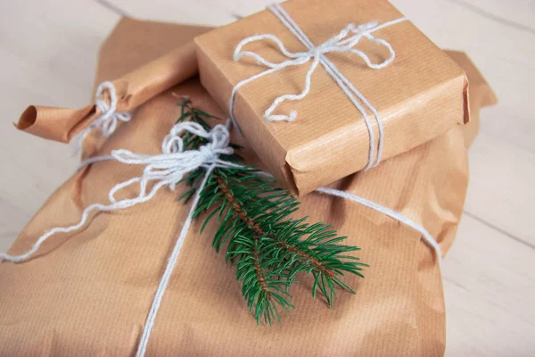 Dárkové Krabice Modrým Vláknem Luxusní Novoroční Dárek Vánoční Dárek Vánoční — Stock fotografie