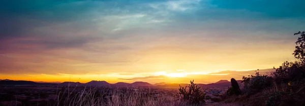 Панорама Красочного Заката Над Пустыней Американского Юго Запада Аризоне — стоковое фото