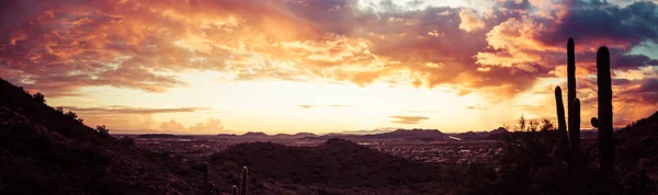 Dramatisches Wüsten-Sonnenuntergangspanorama — Stockfoto