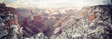 Büyük Kanyon Panoraması 'nda kar, Arizona, ABD