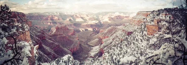 Snow in the Grand Canyon Panorama, Arizona, EUA — Fotografia de Stock