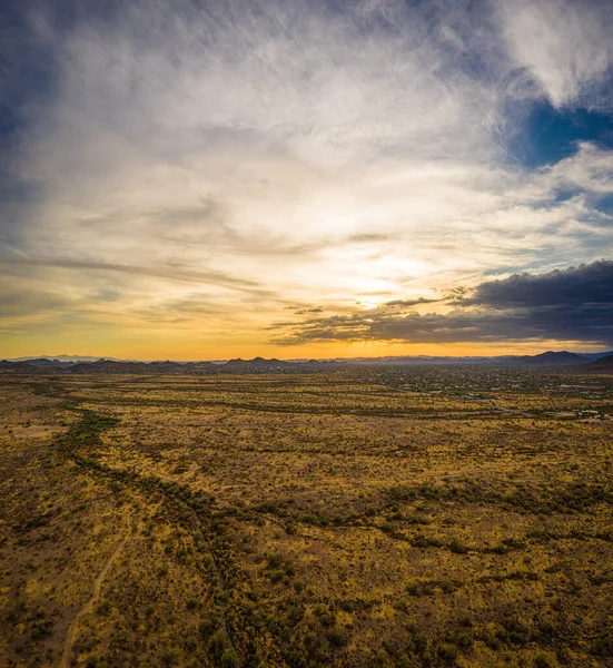 索诺兰沙漠上方的垂直落日全景 — 图库照片