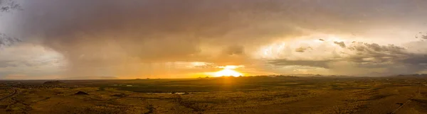 A panorama of a monsoon at sunset