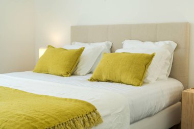 Havuz ve bahçe ile dış ve iç modern beyaz villa