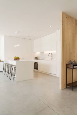 Havuz ve bahçe ile dış ve iç modern beyaz villa
