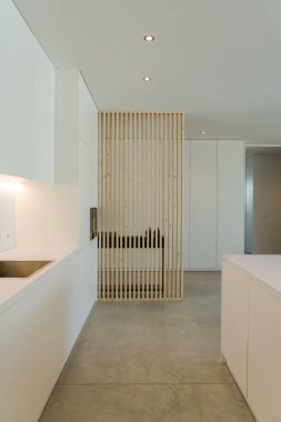 Havuz ve bahçe ile dış ve iç modern beyaz villa