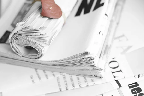 Folded Rolled Newspapers Headlines Articles Latest News Daily Tabloid Journals — Stock Photo, Image