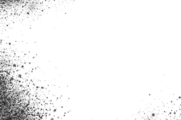 白い背景の分離された黒いザラザラした質感 抽象的な粉塵爆発 レトロやグランジ スタイルのオーバーレイ要素 — ストック写真