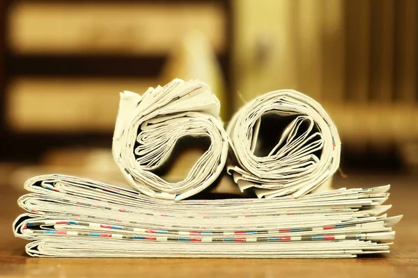 Newspapers Folded Rolled Side View — Stock Photo, Image