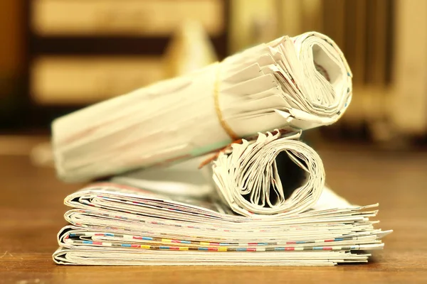 Newspapers Folded Rolled Side View — Stock Photo, Image