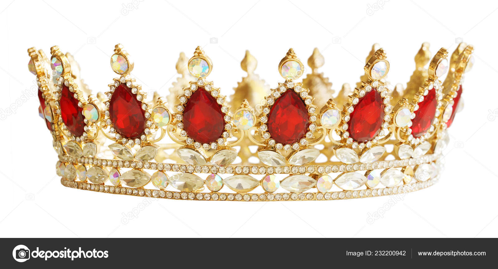 Golden Crown Red White Diamonds Gold Tiara Princess Expensive Jewelry
