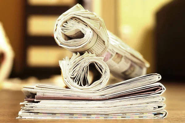 Side View Stack Newspapers Magazines Business Concept — Stock Photo, Image