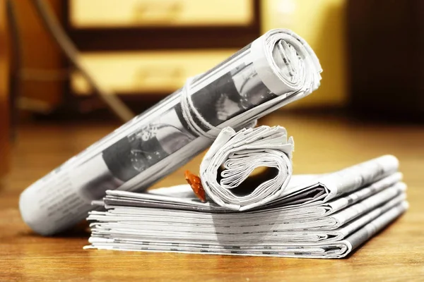 Side View Stack Newspapers Magazines Business Concept Stock Photo