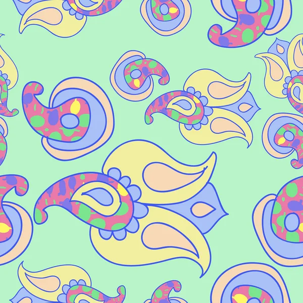 Seamless pattern of abstract colorful paisley
