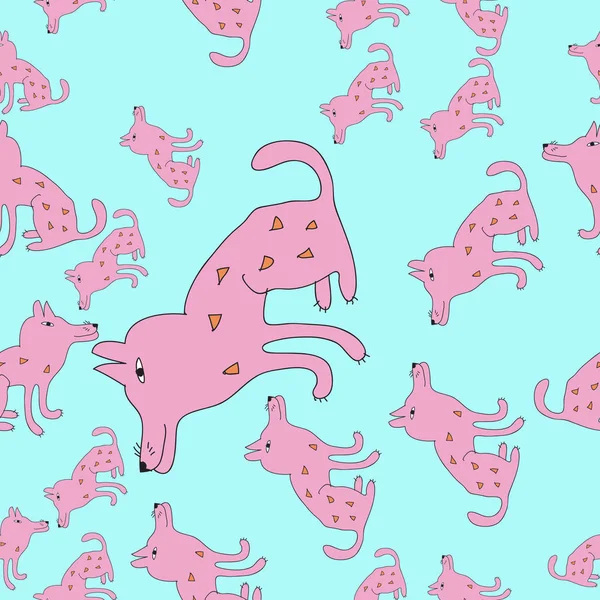 Seamless pattern of abstract colorful dogs