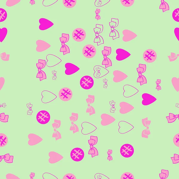 Nahtloses Muster Aus Abstrakten Bunten Rosa Herzen Und Bonbons — Stockfoto