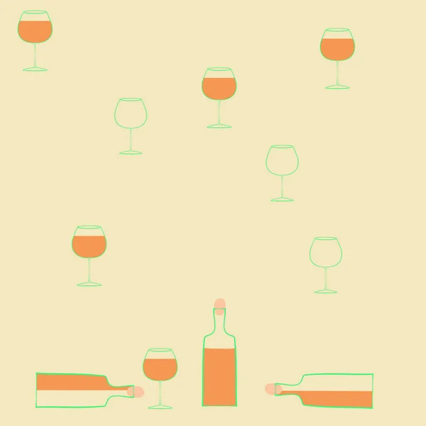 抽象的なカラフルなワインとグラスのシームレスなパターン — ストック写真