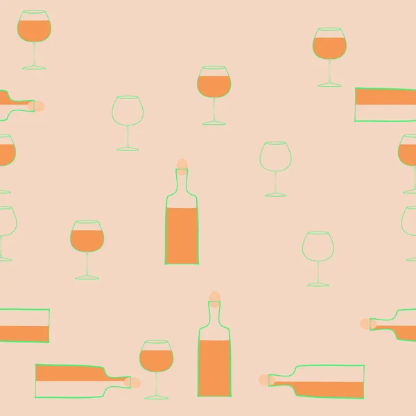 抽象的なカラフルなワインとグラスのシームレスなパターン — ストック写真