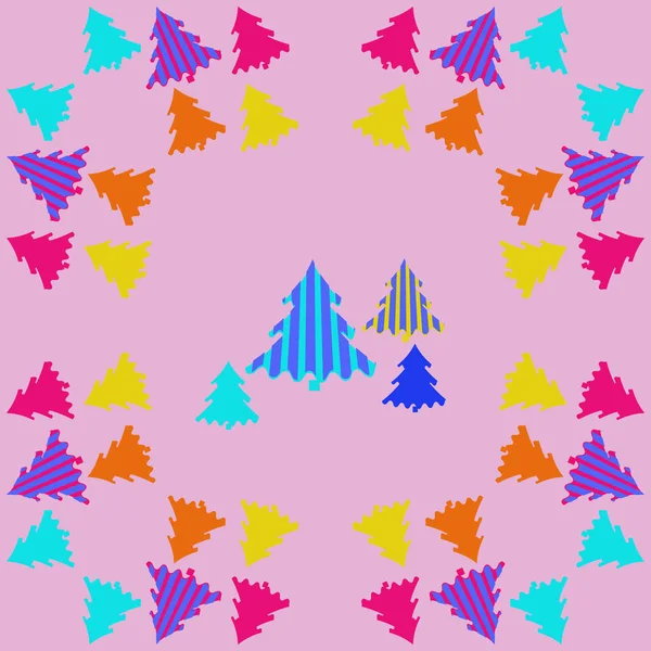 Naadloze Patroon Van Abstract Kleurrijke Kerstbomen — Stockfoto