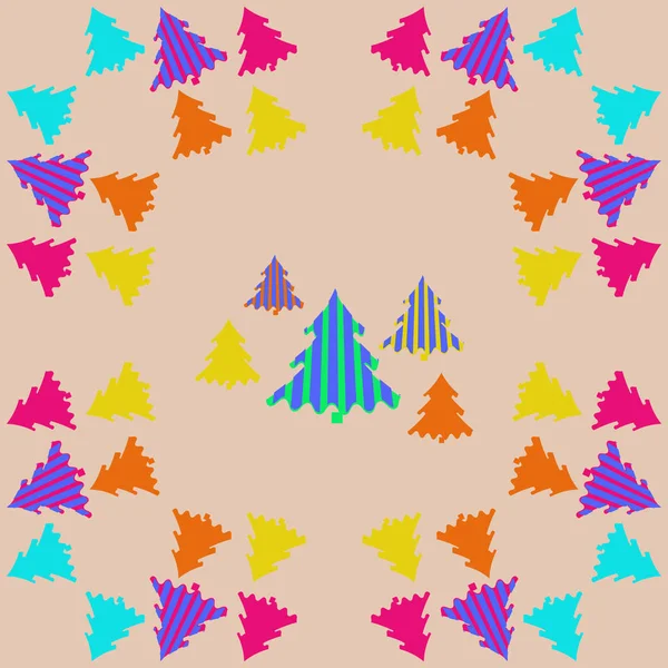 Бесшовный Рисунок Абстрактных Красочных Рождественских Деревьев — стоковое фото