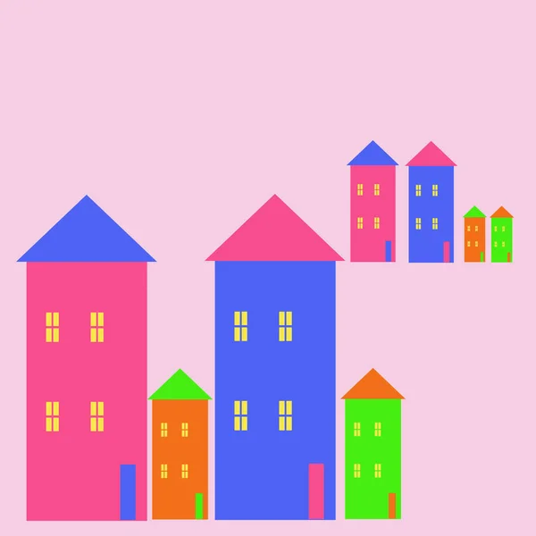 Bezproblemowy Wzór Abstrakcyjnych Kolorowych Budynków — Zdjęcie stockowe