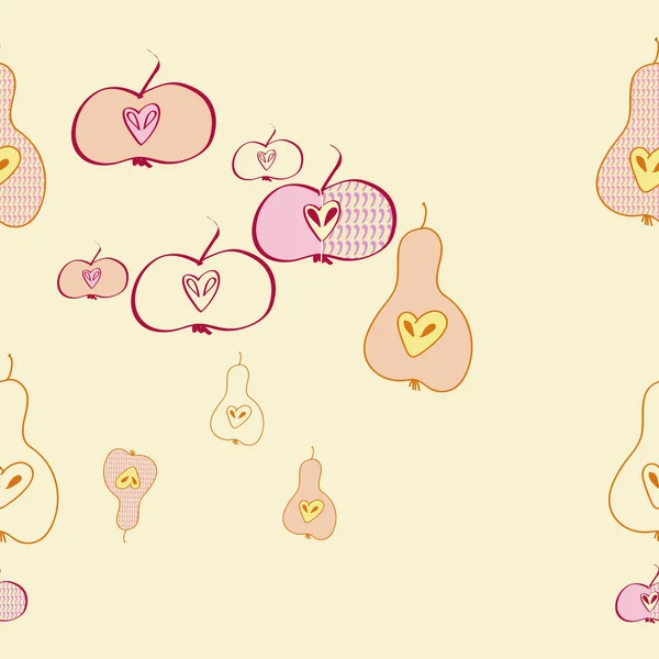 Seamless pattern of abstract apples and pears