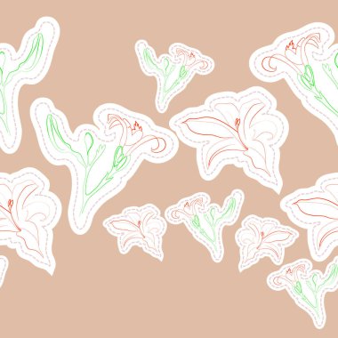 Soyut zambak çiçek dikişsiz desen