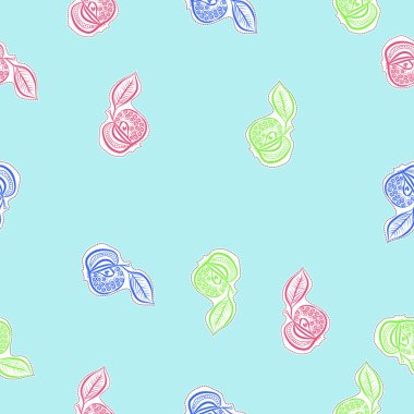 Soyut renkli elma dikişsiz desen