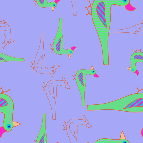 Płynny Wzór Abstrakcyjnych Kolorowych Ptaków — Zdjęcie stockowe