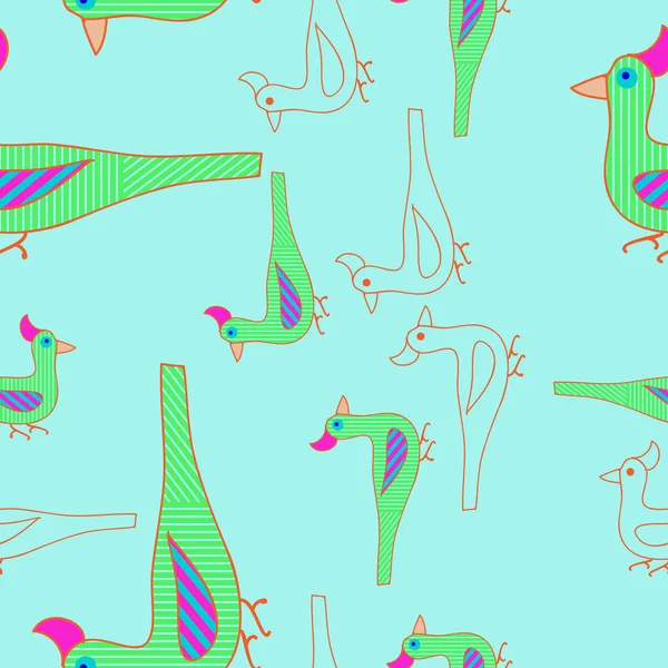 Płynny Wzór Abstrakcyjnych Kolorowych Ptaków — Zdjęcie stockowe
