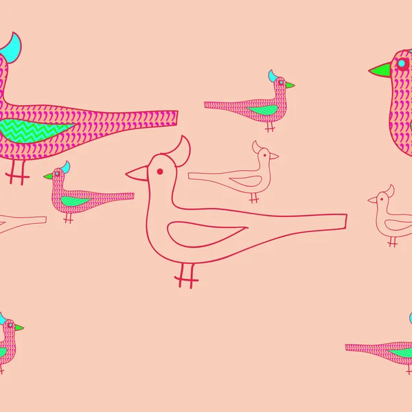 Bezešvé Vzory Abstraktních Barevných Ptáků — Stock fotografie